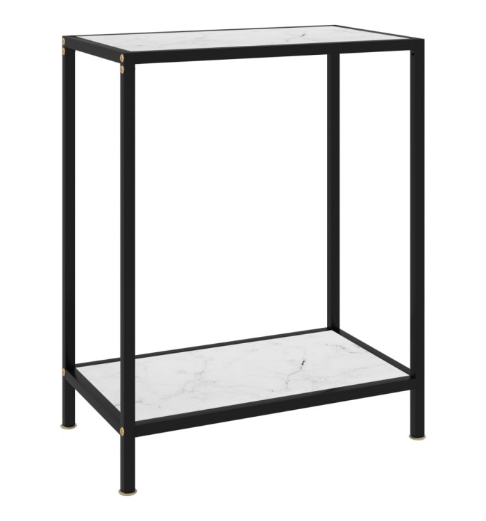 Table console Blanc 60x35x75 cm Verre trempé | Mobilier & Déco