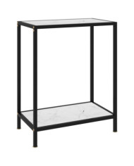 Table console Blanc 60x35x75 cm Verre trempé | Mobilier & Déco