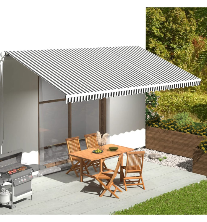 Tissu de remplacement pour auvent Anthracite et blanc 6x3 m | Mobilier & Déco