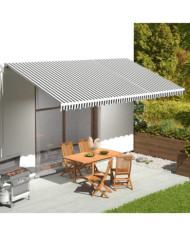 Tissu de remplacement pour auvent Anthracite et blanc 6x3 m | Mobilier & Déco