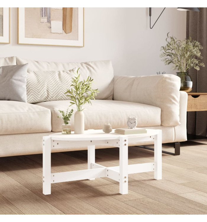 Table basse Blanc 87x48x35 cm Bois massif de pin | Mobilier & Déco