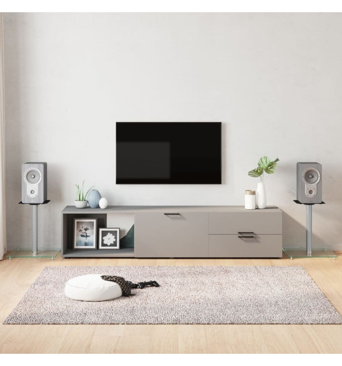 Supports de haut-parleurs 2 pcs argenté verre trempé 1 pilier | Mobilier & Déco