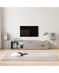 Supports de haut-parleurs 2 pcs argenté verre trempé 1 pilier | Mobilier & Déco