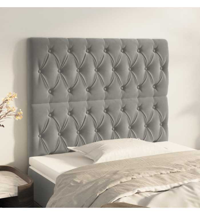 Têtes de lit 2 pcs Gris clair 100x7x78/88 cm Velours | Mobilier & Déco