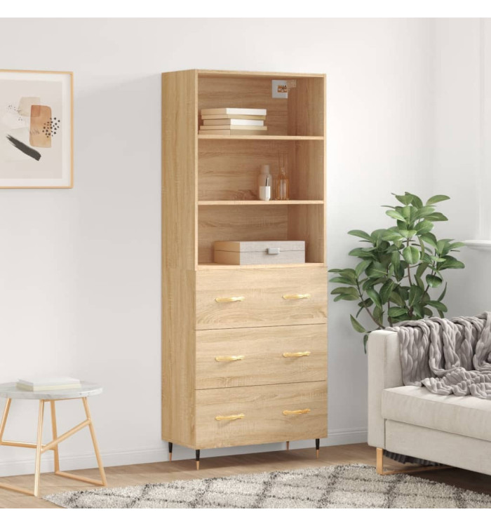 Buffet haut Chêne sonoma 69,5x34x180 cm Bois d'ingénierie | Mobilier & Déco