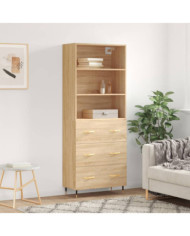 Buffet haut Chêne sonoma 69,5x34x180 cm Bois d'ingénierie | Mobilier & Déco