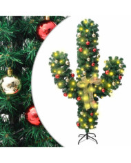 Cactus de Noël avec support et LED Vert 180 cm PVC | Mobilier & Déco