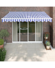 Auvent rétractable automatique bleu et blanc 3,5x2,5 m | Mobilier & Déco