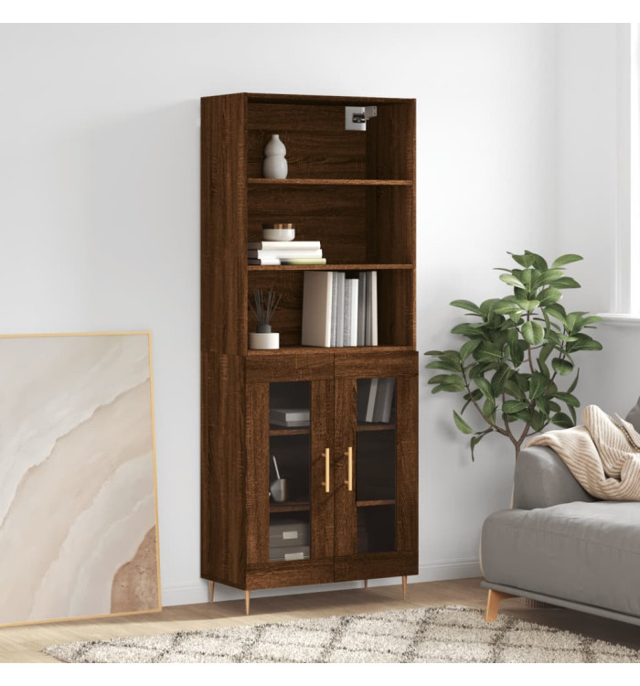 Buffet haut Chêne marron 69,5x34x180 cm Bois d'ingénierie | Mobilier & Déco