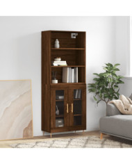Buffet haut Chêne marron 69,5x34x180 cm Bois d'ingénierie | Mobilier & Déco
