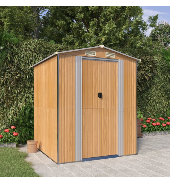 Abri de jardin Marron clair 192x191x223 cm Acier galvanisé | Mobilier & Déco