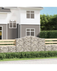 Paniers à gabions arqués 2 pcs 200x50x120/140 cm Fer galvanisé | Mobilier & Déco
