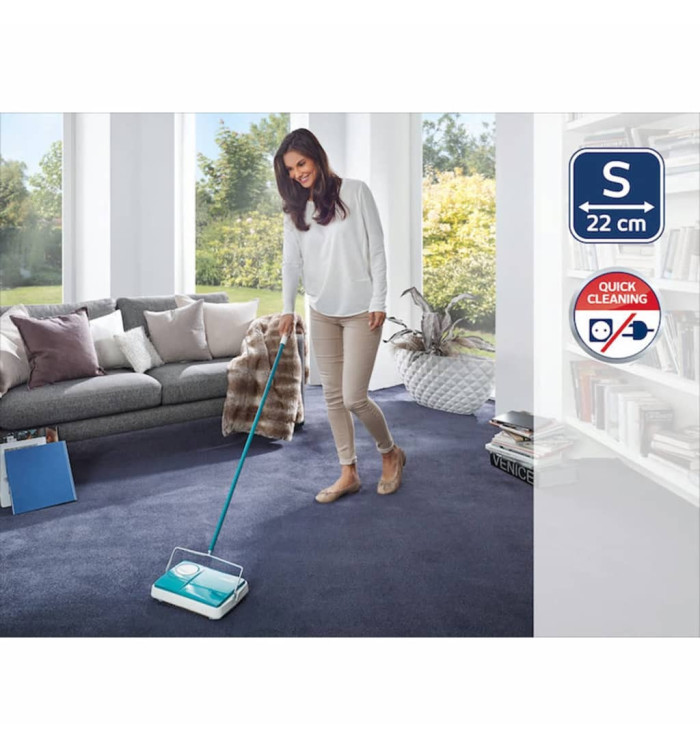 Leifheit Balayeuse pour tapis Regulus turquoise et blanc 11700 | Mobilier & Déco