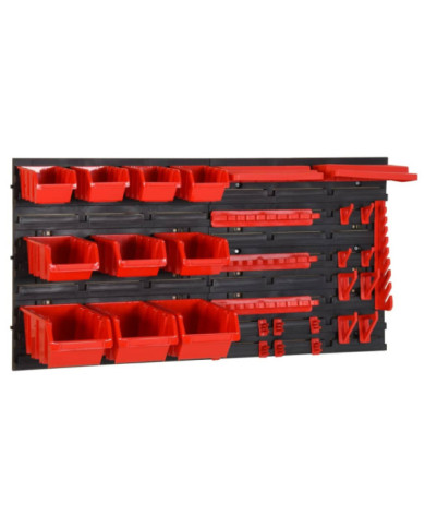 Ensemble d'étagères d'atelier 35 pcs Rouge et noir 77x39 cm PP | Mobilier & Déco