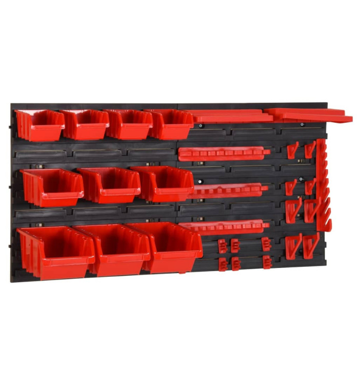 Ensemble d'étagères d'atelier 35 pcs Rouge et noir 77x39 cm PP | Mobilier & Déco