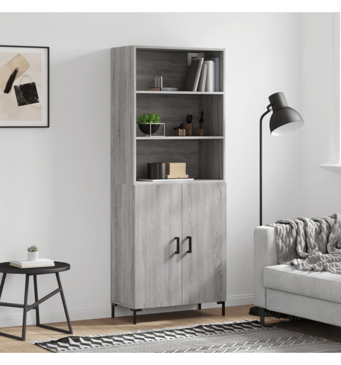 Buffet haut Sonoma gris 69,5x34x180 cm Bois d'ingénierie | Mobilier & Déco