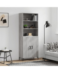 Buffet haut Sonoma gris 69,5x34x180 cm Bois d'ingénierie | Mobilier & Déco