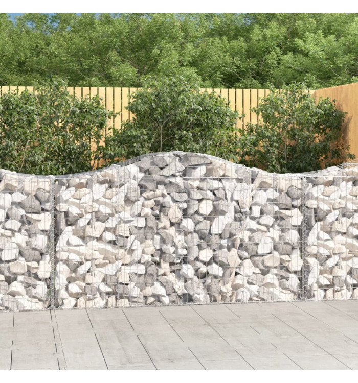 Paniers à gabions arqués 2 pcs 200x50x100/120 cm fer galvanisé | Mobilier & Déco