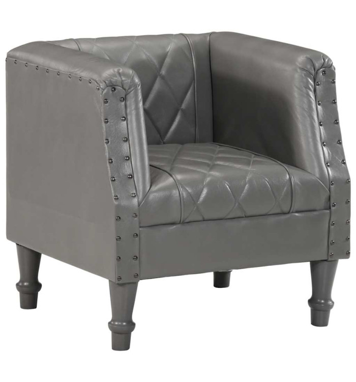Chaise cabriolet Gris Cuir véritable de chèvre | Mobilier & Déco