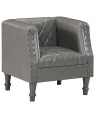 Chaise cabriolet Gris Cuir véritable de chèvre | Mobilier & Déco