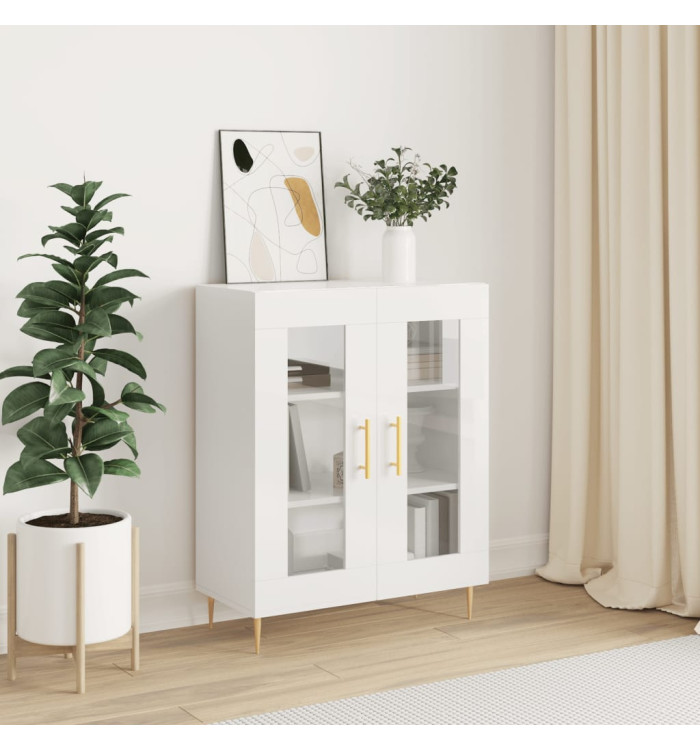 Buffet Blanc brillant 69,5x34x90 cm Bois d'ingénierie | Mobilier & Déco