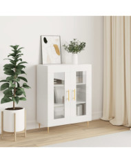 Buffet Blanc brillant 69,5x34x90 cm Bois d'ingénierie | Mobilier & Déco