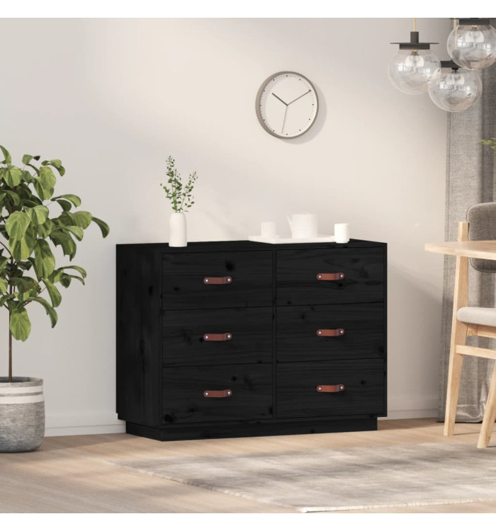 Buffet Noir 100x40x75 cm Bois massif de pin | Mobilier & Déco