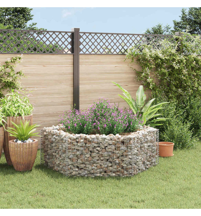 Lit surélevé à gabion hexagonale 160x140x50 cm | Mobilier & Déco