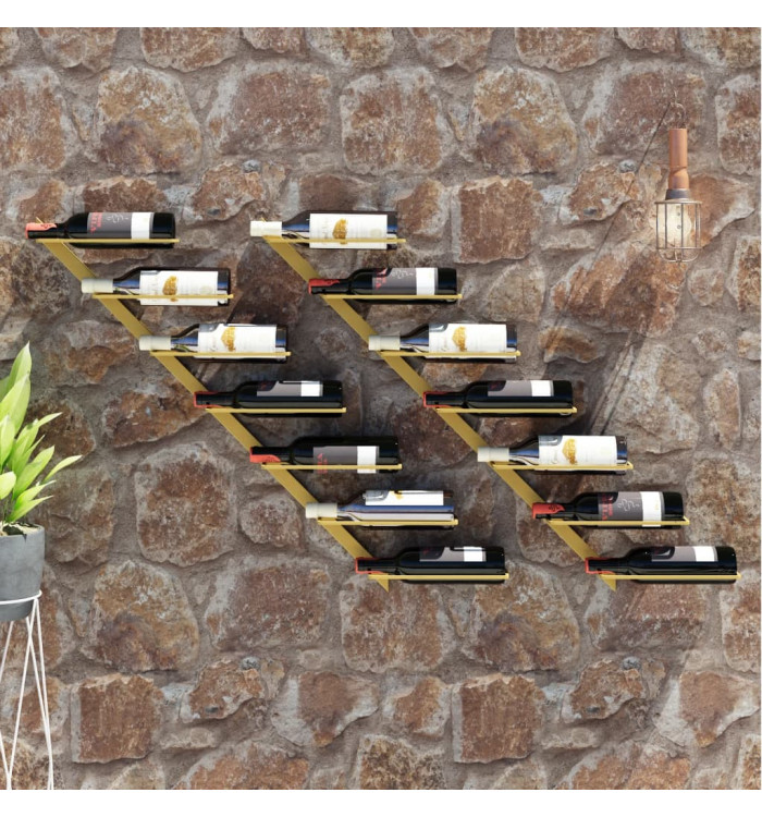 Casier à vin mural pour 7 bouteilles 2 pcs Doré Métal | Mobilier & Déco