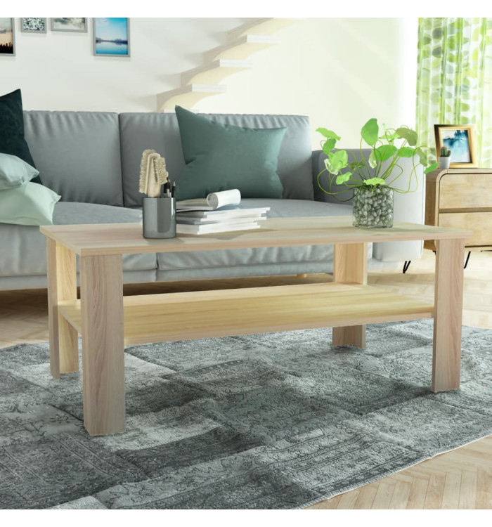 Table basse bois d'ingénierie 100x59x42 cm chêne | Mobilier & Déco