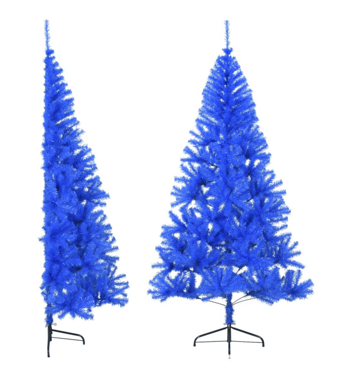 Demi sapin de Noël artificiel avec support Bleu 180 cm PVC | Mobilier & Déco
