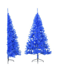 Demi sapin de Noël artificiel avec support Bleu 180 cm PVC | Mobilier & Déco