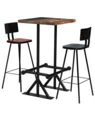 Mobilier de bar 3 pcs Bois de récupération massif Multicolore | Mobilier & Déco