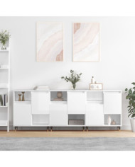 Buffets 3 pcs blanc brillant bois d'ingénierie | Mobilier & Déco