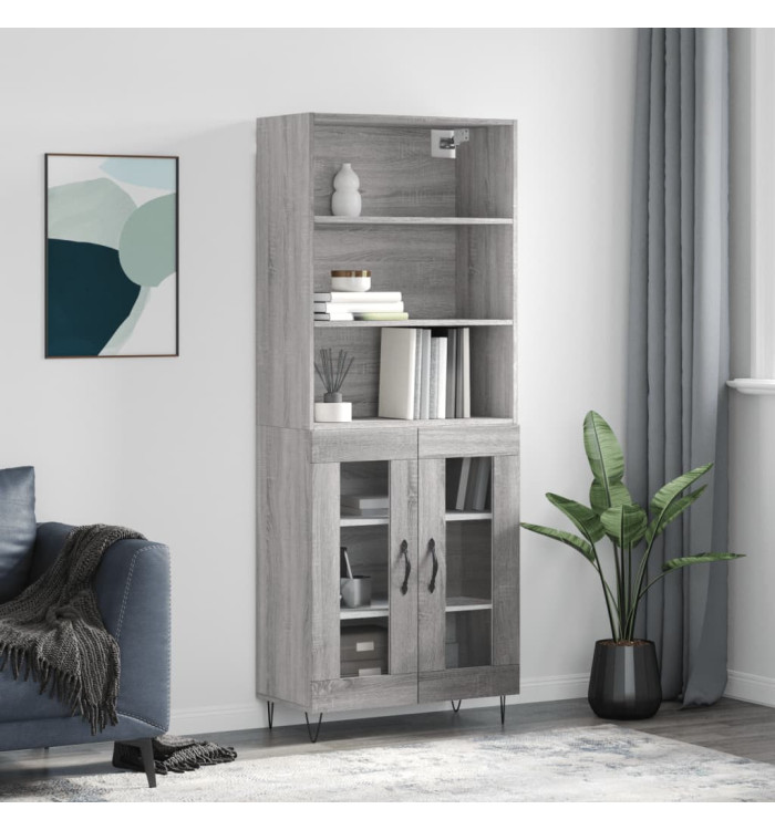 Buffet haut Sonoma gris 69,5x34x180 cm Bois d'ingénierie | Mobilier & Déco