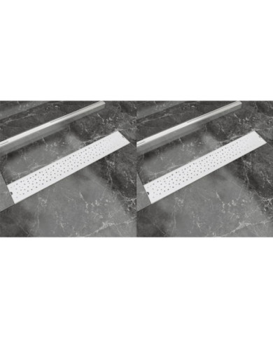 Drain de douche linéaire 2 pcs 730 x 140 mm Acier inoxydable | Mobilier & Déco