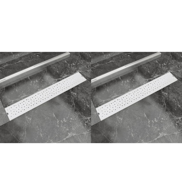 Drain de douche linéaire 2 pcs 730 x 140 mm Acier inoxydable | Mobilier & Déco