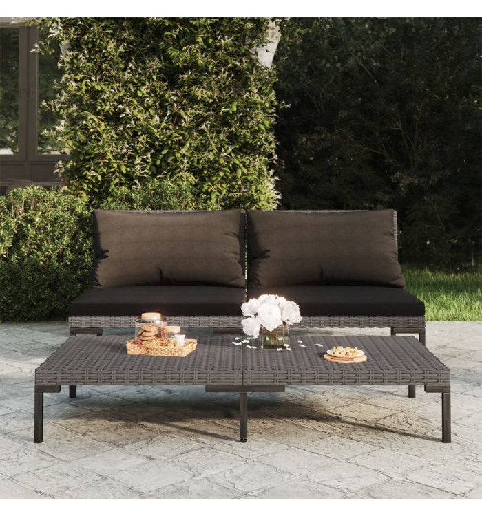 Canapés de jardin 2 pcs avec coussins Résine tressée demi-ronde | Mobilier & Déco