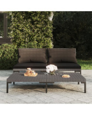 Canapés de jardin 2 pcs avec coussins Résine tressée demi-ronde | Mobilier & Déco