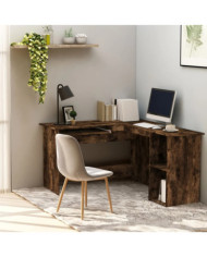 Bureau d'angle chêne fumé 120x140x75 cm bois d'ingénierie | Mobilier & Déco