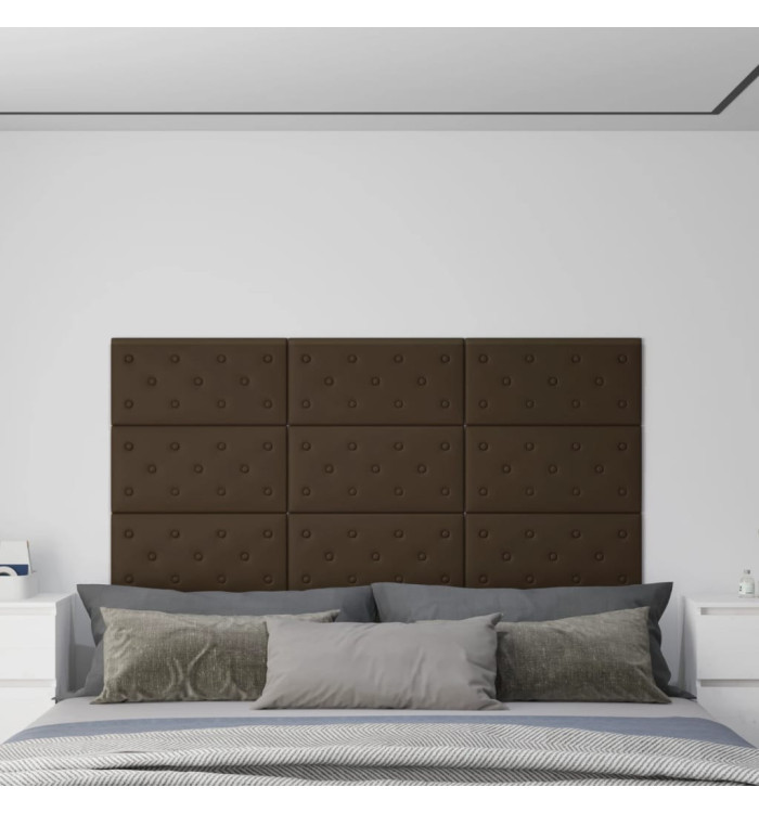 Panneaux muraux 12 pcs Marron 60x30 cm Similicuir 2,16 m² | Mobilier & Déco