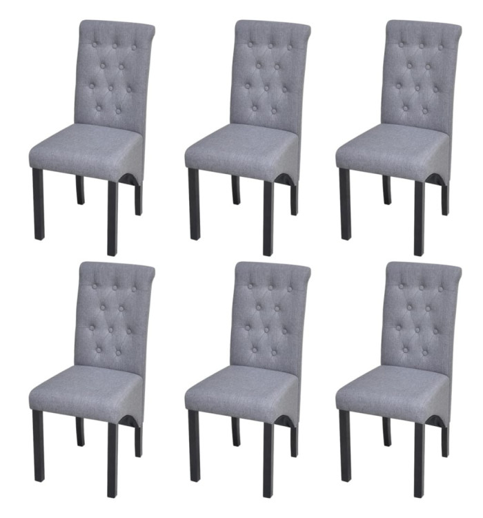 Chaises à manger lot de 6 gris clair tissu | Mobilier & Déco