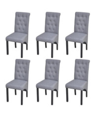 Chaises à manger lot de 6 gris clair tissu | Mobilier & Déco
