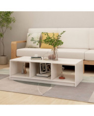Table basse blanc 110x50x34 cm bois de pin massif | Mobilier & Déco
