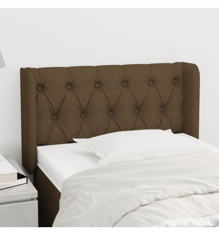 Tête de lit avec oreilles Marron Foncé 83x16x78/88 cm Tissu | Mobilier & Déco