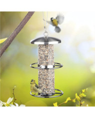HI Station d'alimentation d'oiseaux suspendue 14x27,5 cm inox | Mobilier & Déco
