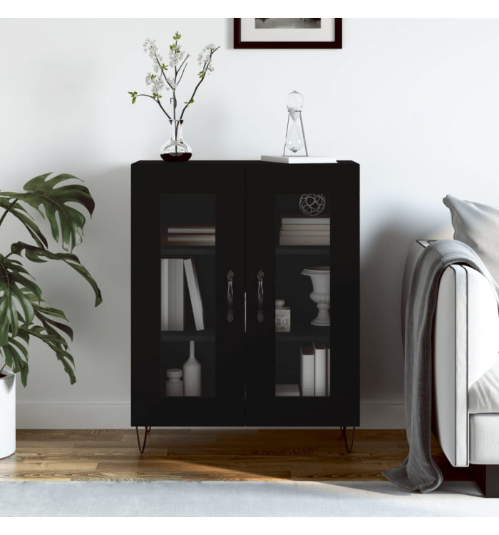 Buffet noir 69,5x34x90 cm bois d'ingénierie | Mobilier & Déco