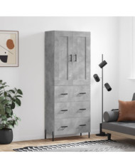 Buffet haut Gris béton 69,5x34x180 cm Bois d'ingénierie | Mobilier & Déco