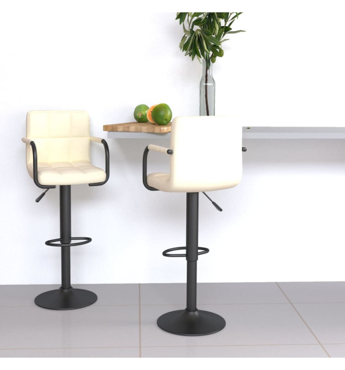 Tabourets de bar lot de 2 crème tissu | Mobilier & Déco