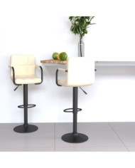 Tabourets de bar lot de 2 crème tissu | Mobilier & Déco